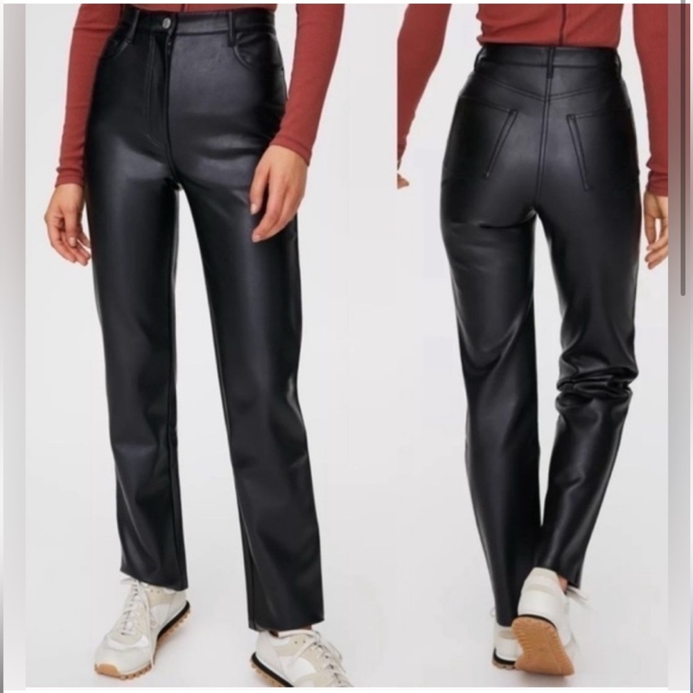 ARITZIA Wilfred The Melina Faux Leather Pants High Rise Straight Leg
